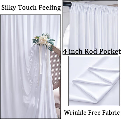 10ftx10ft Black Backdrop Curtains for Weddings Parties, Wrinkle Free 2 Panels Silky Polyester Photo Backdrop Drapes Back Drop Cloth Drapery for Birthday Mother'sDay Photography Background