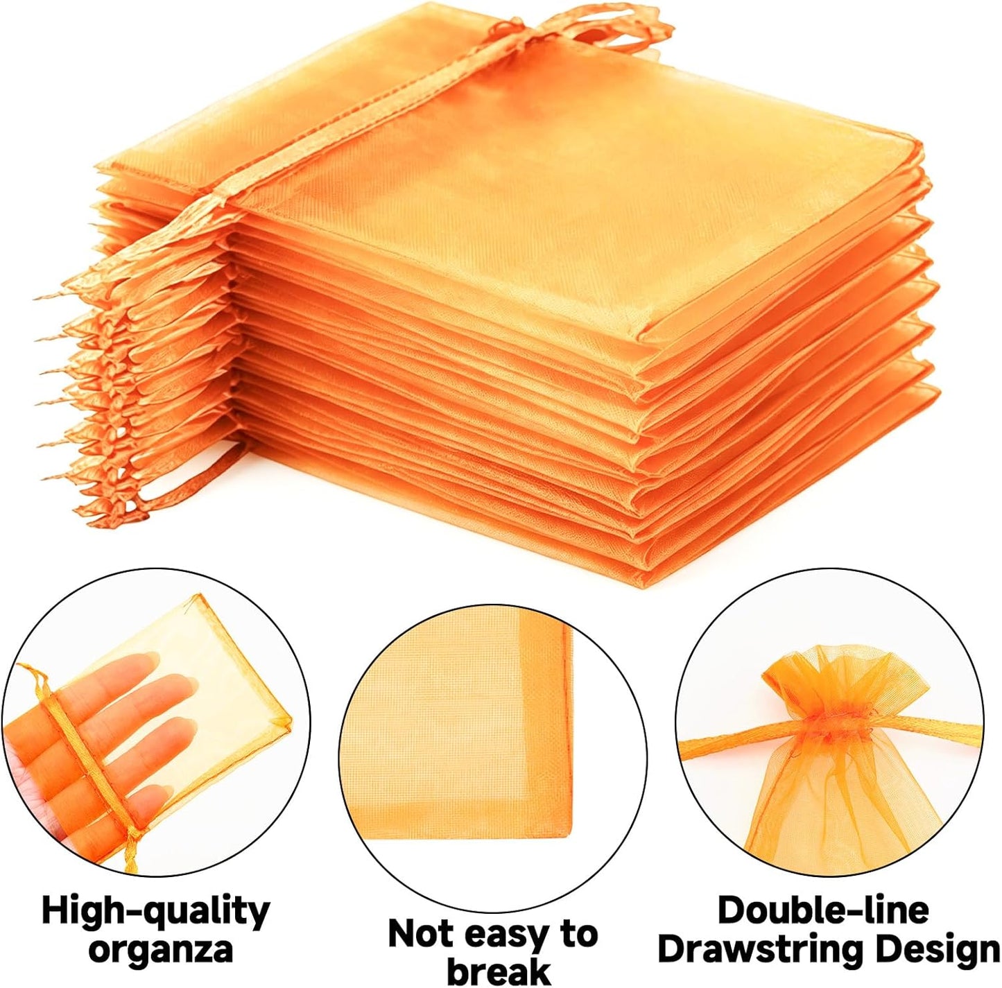 joycraft 50Pcs Organza Bags, 2x3 inch Gift Favor Bags, White Wedding Favor Bags, Jewelry Pouches with Drawstring, Mesh Bags Drawstring for Jewelry, Festival, Makeup, Candy, Desserts