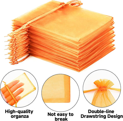 joycraft 50Pcs Organza Bags, 2x3 inch Gift Favor Bags, White Wedding Favor Bags, Jewelry Pouches with Drawstring, Mesh Bags Drawstring for Jewelry, Festival, Makeup, Candy, Desserts