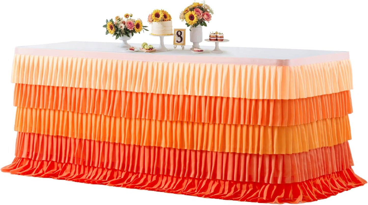 Pastel Rainbow Table Skirt Ruffle Party Tablecloth for Rectangle Table 6ft Birthday Party Baby Shower