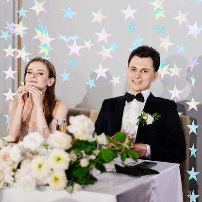 Spakon 65 Feet Glitter Star Paper Garland Banner Hanging Decoration Star Streamers Double Side 2026 Graduation Decorations for Wedding Birthday Festival New Year Party Decoration (Gold)