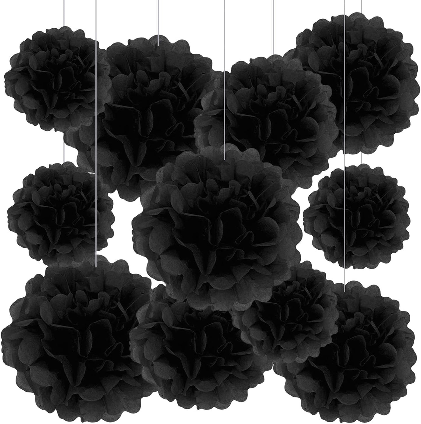 Tissue Paper Pom Poms, Pink Tissue Paper Flowers, Hanging Flower Balls for Weddings Fiesta Parties Birthday Baby Showers Classroom Bridal Shower Decoration (18Piece Set-6/10/12/14Inch)