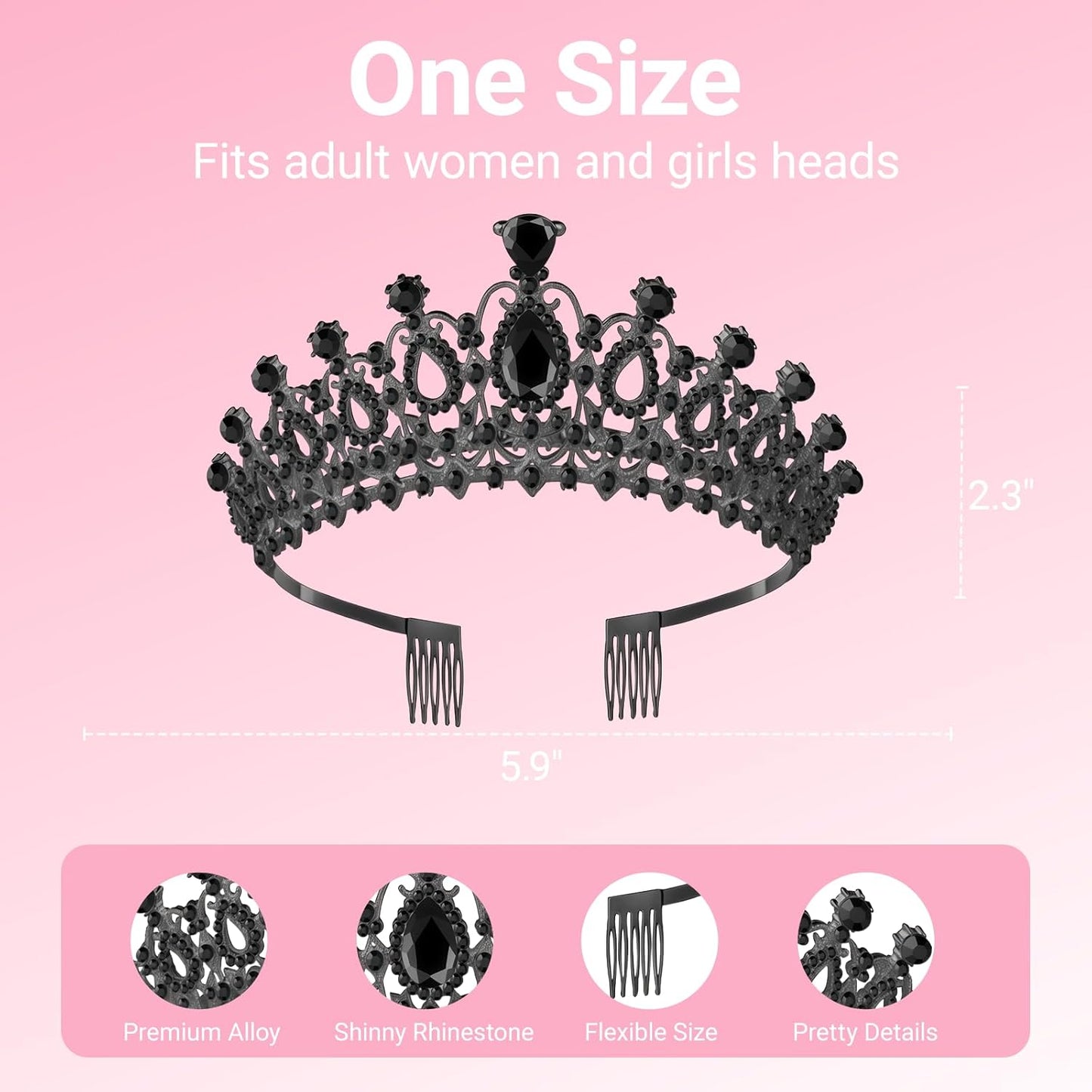 Birthday Tiara and Crown with Sash, Birthday Tiara for Women Party Silver