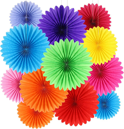 BestoFun 12PCS Paper Fans Hot Pink Party Decorations Tissue Paper Flowers Decorations Paper Fans Party Decorations for Girl Groovy Birthday Baby Shower Wedding Bachelorette Room Wall Hanging Décor