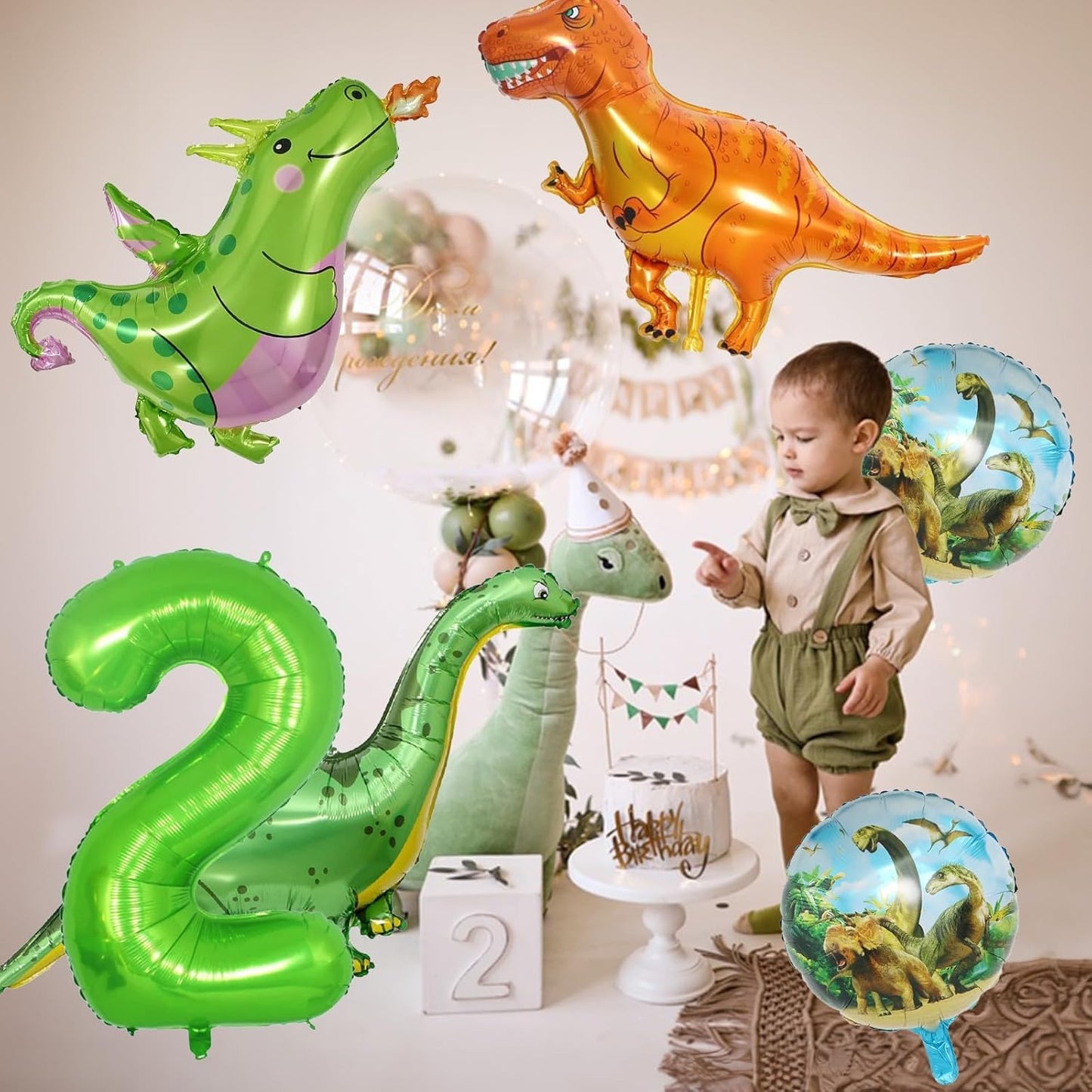 Dinosaur 5th Birthday Decorations, Dinosaur Birthday Party Decorations with Giant Inflatable Dinosaur Balloons 40 Inch Helium Foil Mylar Number 5 Balloons for Dinosaur Theme Birthday Party Decorations