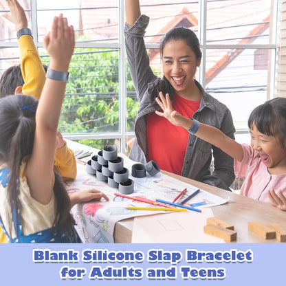 Vinsot 30 Pcs Silicone Slap Bracelets Gift for Kids DIY Slap Bands Party Favor Soft Blank Snap Wristbands Bulk for School Craft Project Painting Classroom Prizes Birthday Wedding