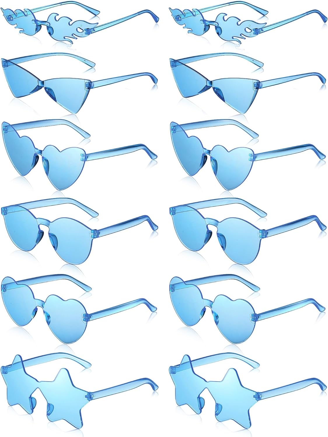 Kanayu 12 Pcs Mixed Style Rimless Sunglasses Retro Party Favors Eyewear for Bachelor Party Photoshoot Costume Accessories