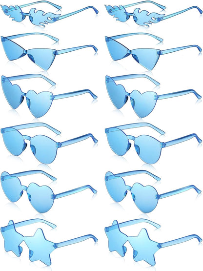 Kanayu 12 Pcs Mixed Style Rimless Sunglasses Retro Party Favors Eyewear for Bachelor Party Photoshoot Costume Accessories