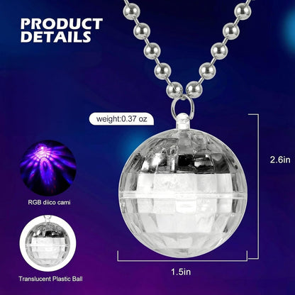 Light Up LED Necklaces for Women - 16 Color Changing USB Rechargeable Flashing Pendant, Disco Party Rave Festival Jewelry, Electronic Light Up Necklace