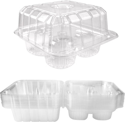 40 Pack 4-Compartment Clear Plastic Cupcake Boxes, 4-Cavity Cupcake Holders, Clear Cupcake Containers (20)