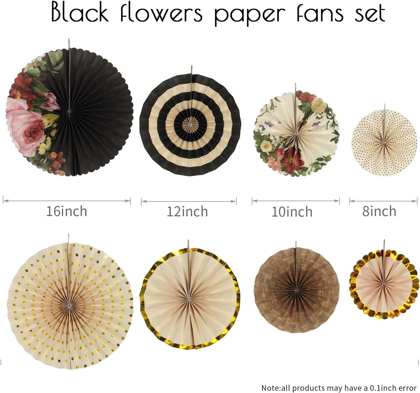 Party Hanging Paper Fans Decoration Set for Wedding Birthday Party Mother's Day Round Events Accessories Set of 8