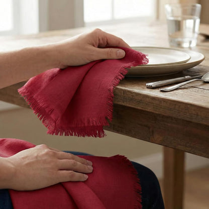ACCENTHOME Natural Cotton Linen Napkin Set of 12 18x18 inch Dinner Napkins - Washable Soft Premium Hotel Quality Reusable Hemmed Edges Napkins Perfect Table Linens for Family Dinners, Weddings