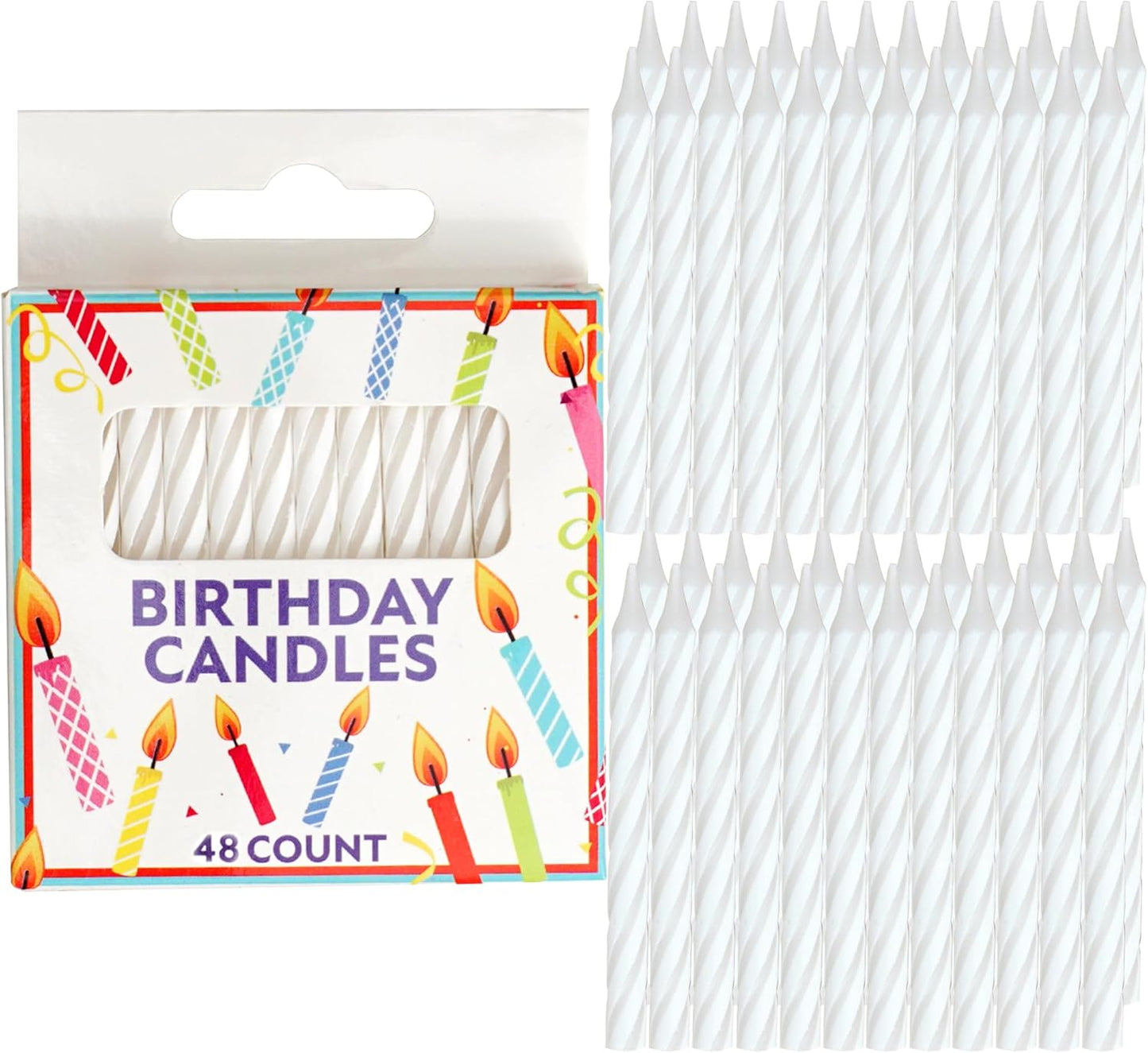 72-Count Birthday Candles Multicolored Spiral, Birthday Candles for Cake, Cupcake Candles, Party Celebration