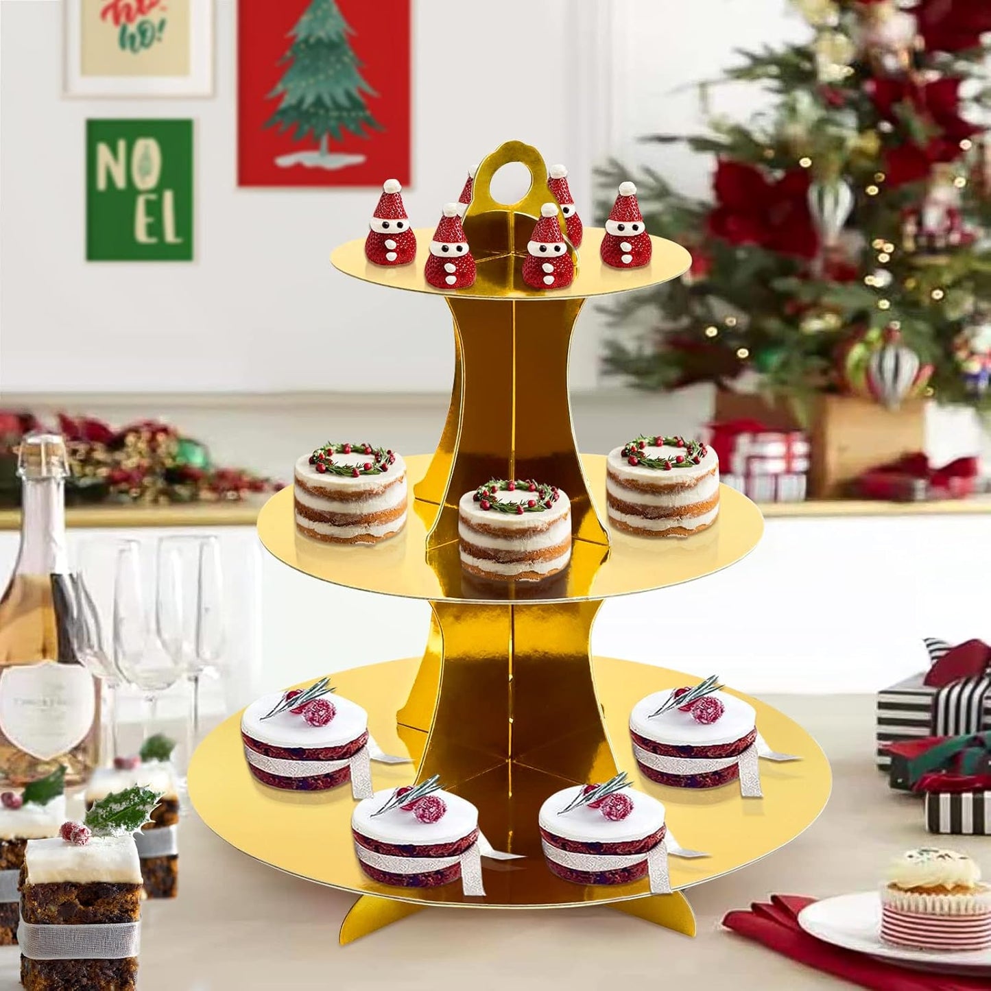 Soleebee 3-Tier Round Cupcake Stand, Cardboard Cupcake Tower, Dessert Cup Cake Stand Tower for Birthday Wedding Party Decoration, Cupcake Tier Stand 1 Set (Hot Pink)
