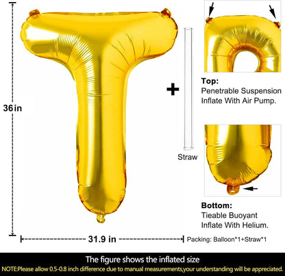 Lovoir 40 Inch Large Gold Letter A Balloons Big Size Jumbo Mylar Foil Helium Balloon for Birthday Party Celebration Decorations Alphabet Gold A