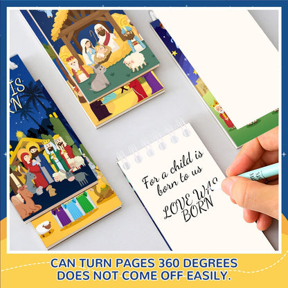 24 PCS Nativity Mini Notebooks, Christmas Religious Nativity Party Favors Happy Birthday Jesus Party Decorations Nativity Pocket Notepads Journal Memo Spiral Notebooks for School Classroom Rewards