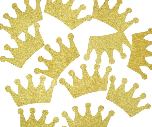 Crown Confetti 12pcs 4.7 inches Centerpieces for Baby Shower Decorations Birthday Party Supplies 1st Birthday Table Decor (Gold Glitter)