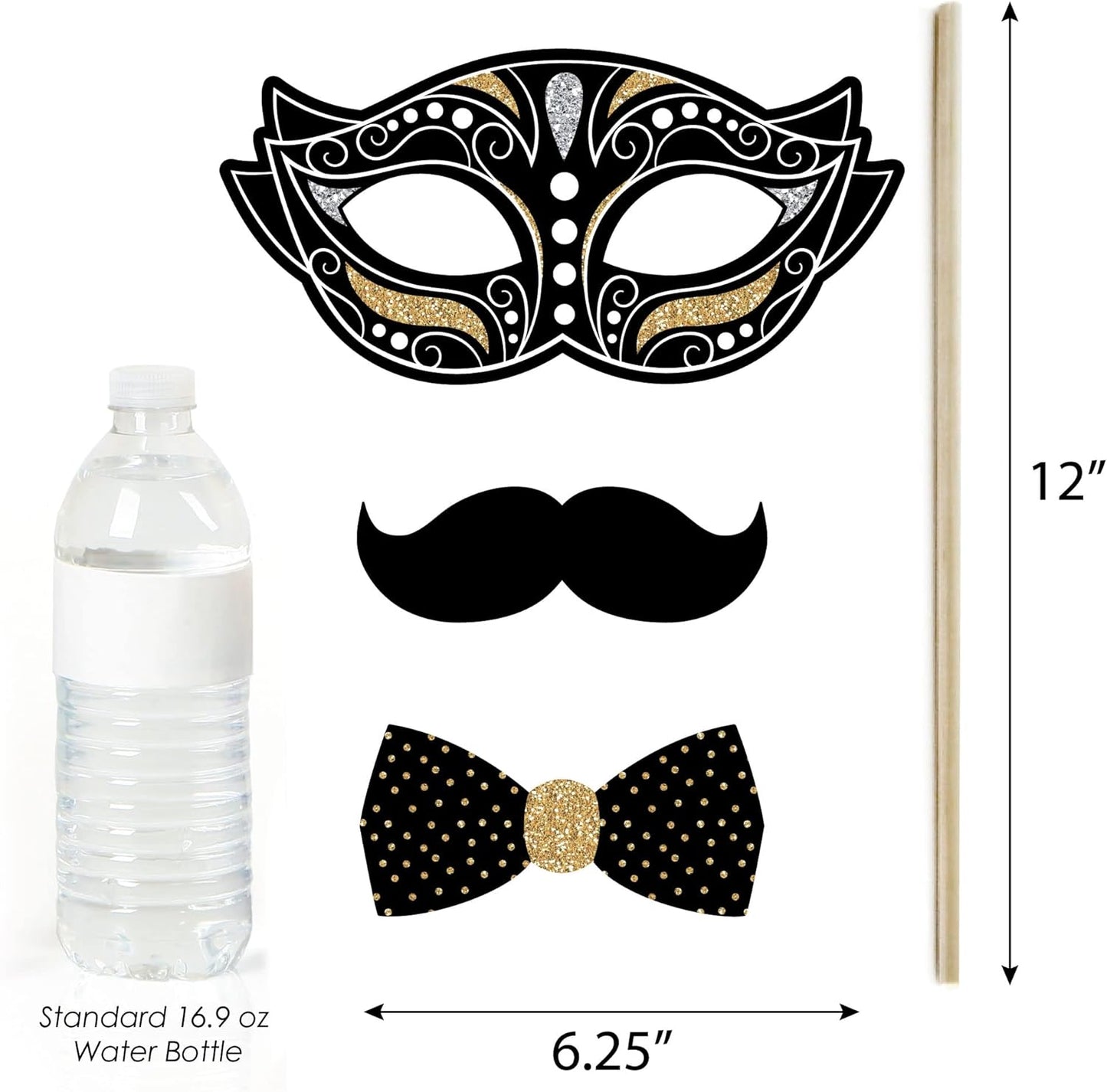 Big Dot of Happiness Prom - Photo Booth Props Kit, Dance Decorations, Photography Accessories, Party Decor- 20 Piece set