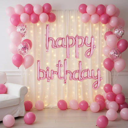 Happy Birthday Balloons Banner Foil Letters Balloons Connected, Personalized Birthday Signs for Women Men Boys Girls Birthday Party Decorations, Small Gold