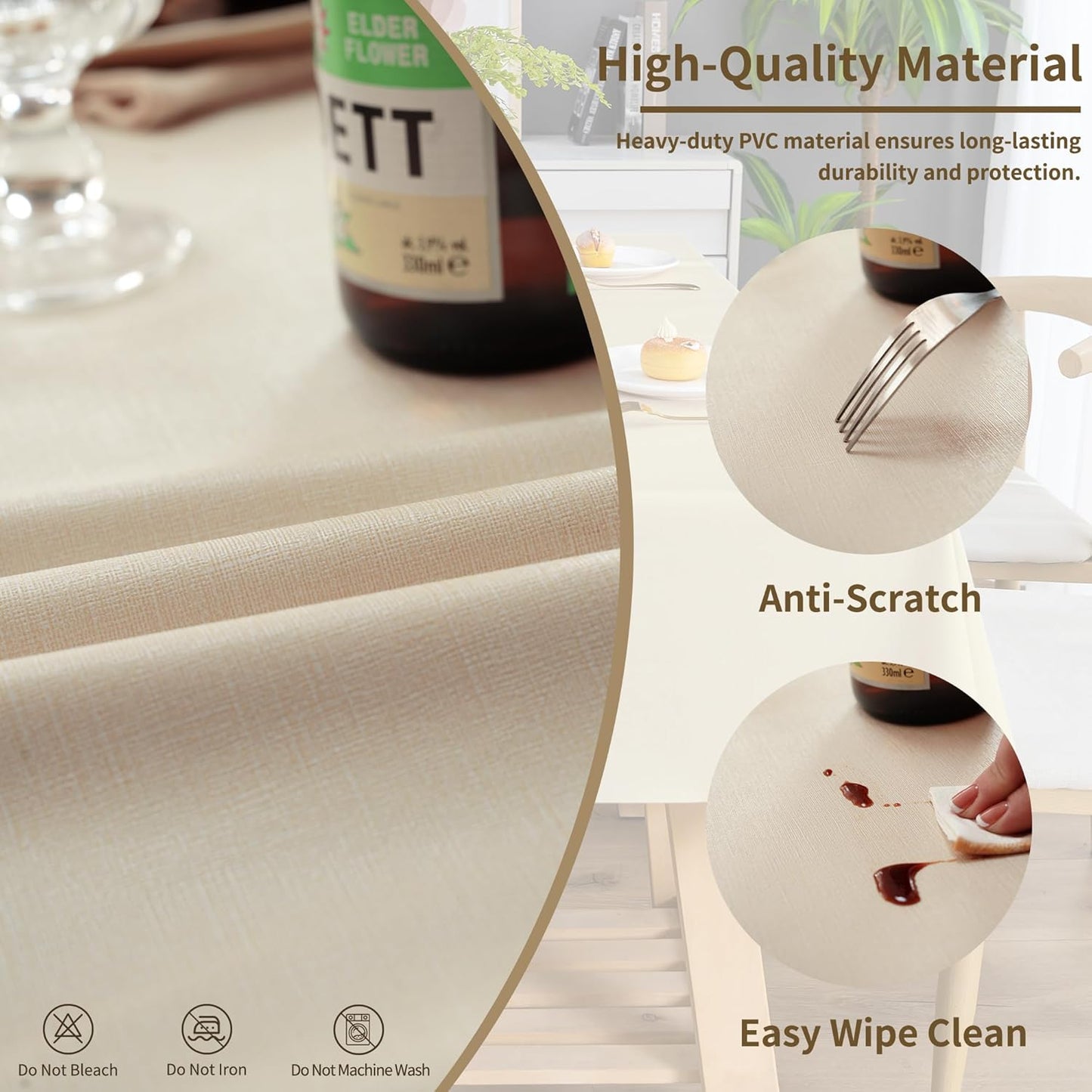 Rectangle Table Cloth,100% Waterproof Tablecloth Oil Proof Spill Proof Vinyl Table Cloth, Wipe Clean Plastic Table Cover for Dining, Camping, Indoor and Outdoor 52" x 70",Leaves