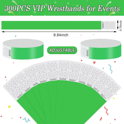 300 Pack Paper Wrist Bands for Events Waterproof Wristbands Lightweight Festival Identification Arm Bands Neon Adhesive Event Bracelets for Party（Black）