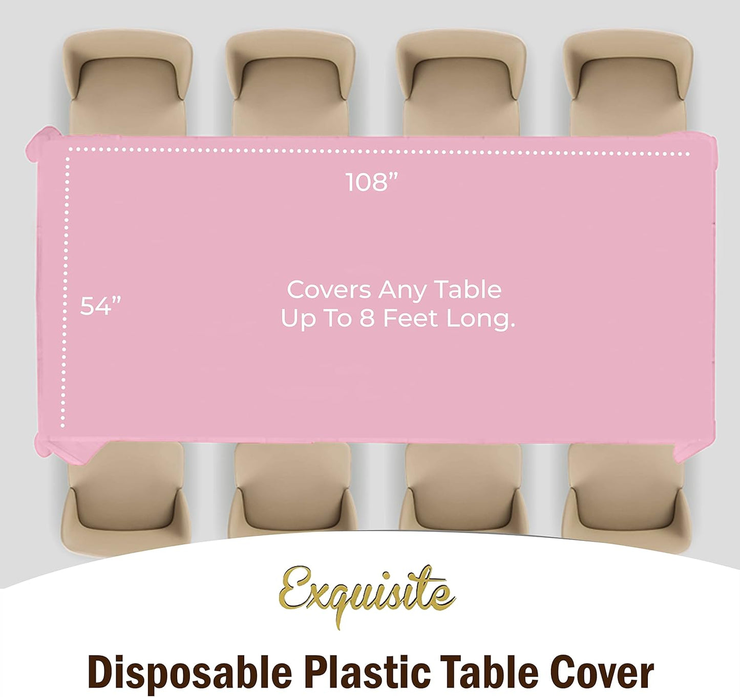 Exquisite Party Solids 6-Pack Premium Plastic Tablecloth 54in. x 108in. Rectangle Plastic Table Cover - Navy