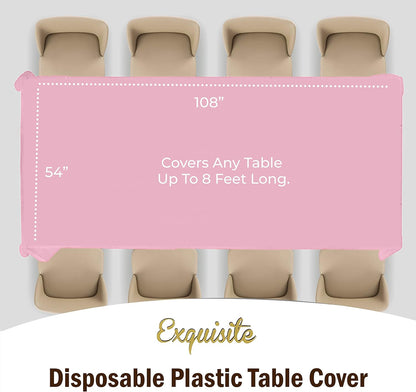 Exquisite Party Solids 6-Pack Premium Plastic Tablecloth 54in. x 108in. Rectangle Plastic Table Cover - Navy