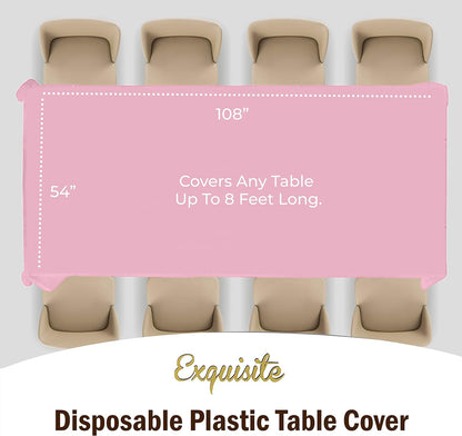 12-Pack Premium Plastic Tablecloth 54in. x 108in. Rectangle Table Cover - Dark Blue - Colors B