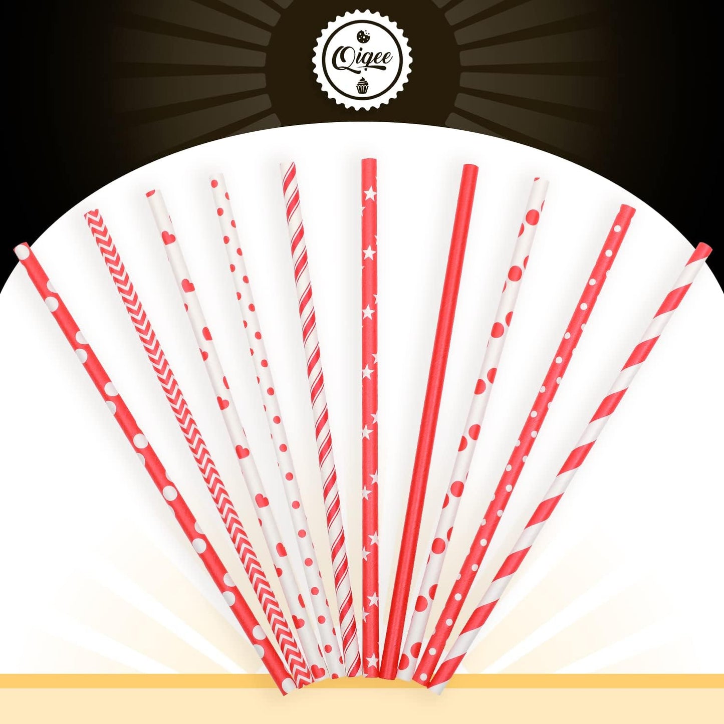 Pink Paper Straws 150pcs Disposable Straws Bulk (10 Pattern) qiqee