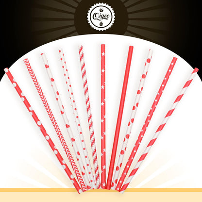 Pink Paper Straws 150pcs Disposable Straws Bulk (10 Pattern) qiqee