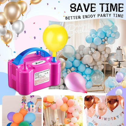 Balloon Pump Electric, Portable Balloon Inflator, Dual Nozzle 110v 600w With 113 Accessories Including Electric Air Pump, Birthday Decorations, Party Decorations, Suitable Gender Reveal, Baby Shower
