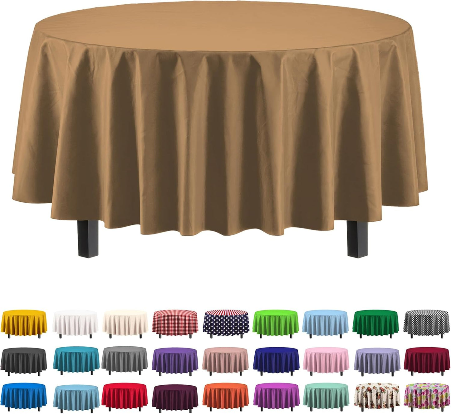 12-Pack Premium Plastic Tablecloth 54in. x 108in. Rectangle Table Cover - Dark Blue - Colors B
