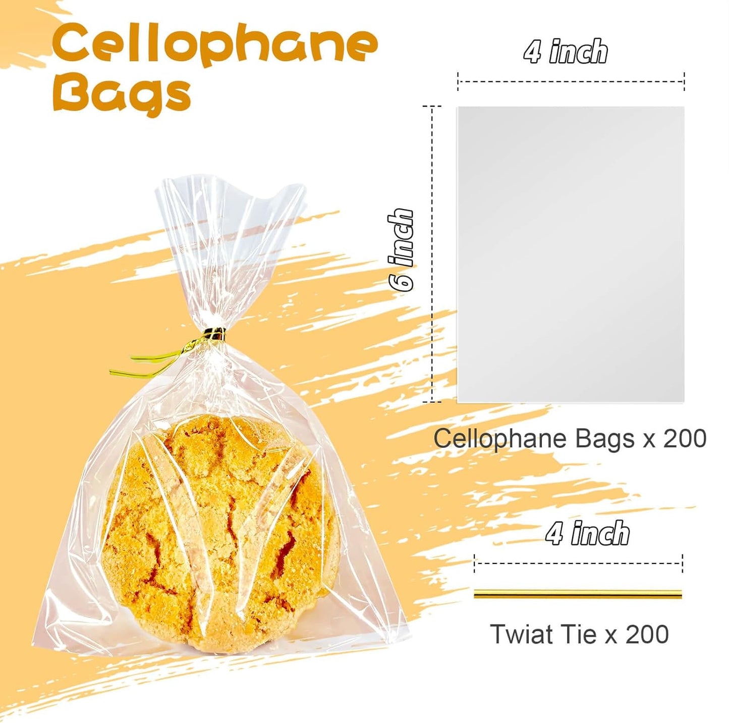 5x7 Inch Iridescent Cellophane Treat Bags with Twist Ties, Treat Bags for Candy Cookie Goodie Chocolates, And Popcorn