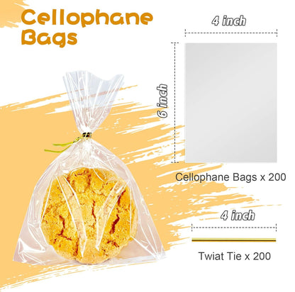 5x7 Inch Iridescent Cellophane Treat Bags with Twist Ties, Treat Bags for Candy Cookie Goodie Chocolates, And Popcorn