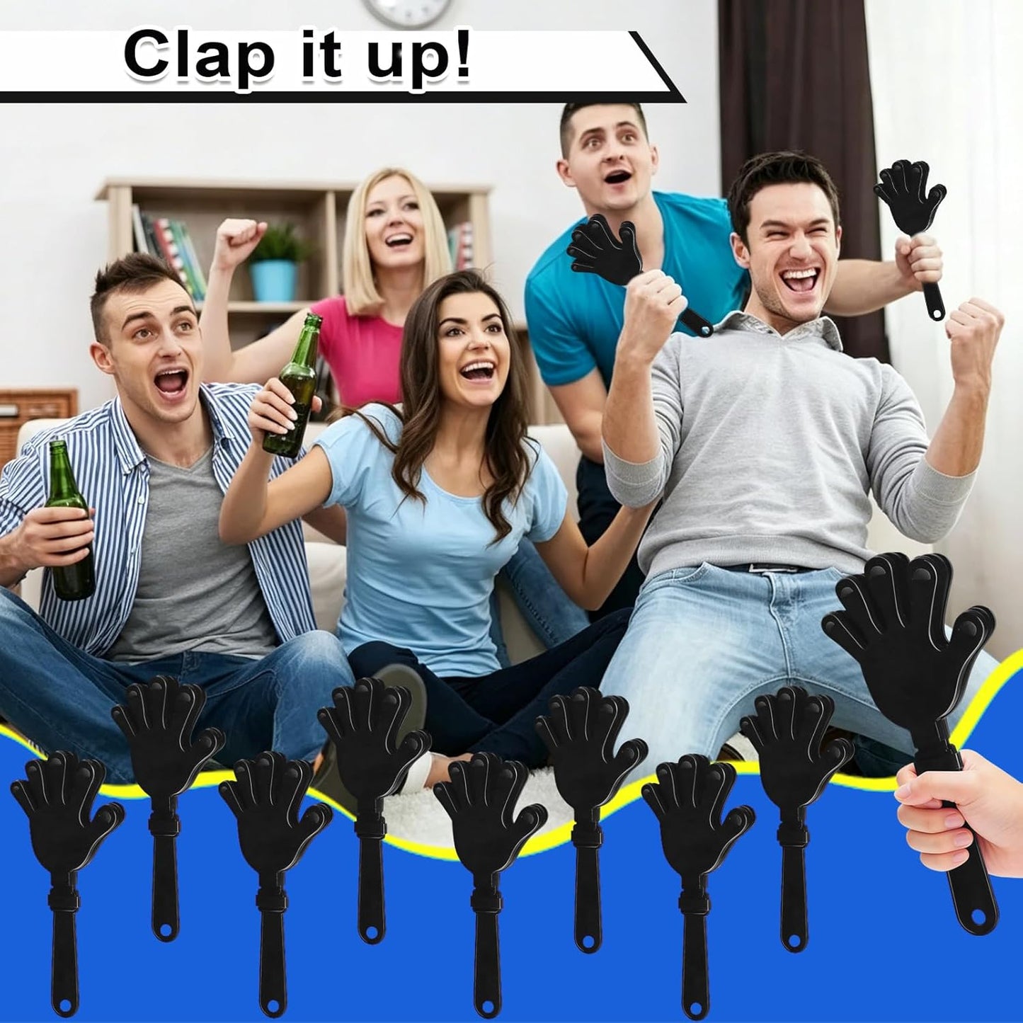 8PCS Hand Clappers 7.5 Inch Clapping Noisemakers Plastic Noise Makers Mini Hand Soundboard Party Favors Noise Maker Clacker for Birthdays Games Ball Dance Football Sporting Events Cheers Supplies