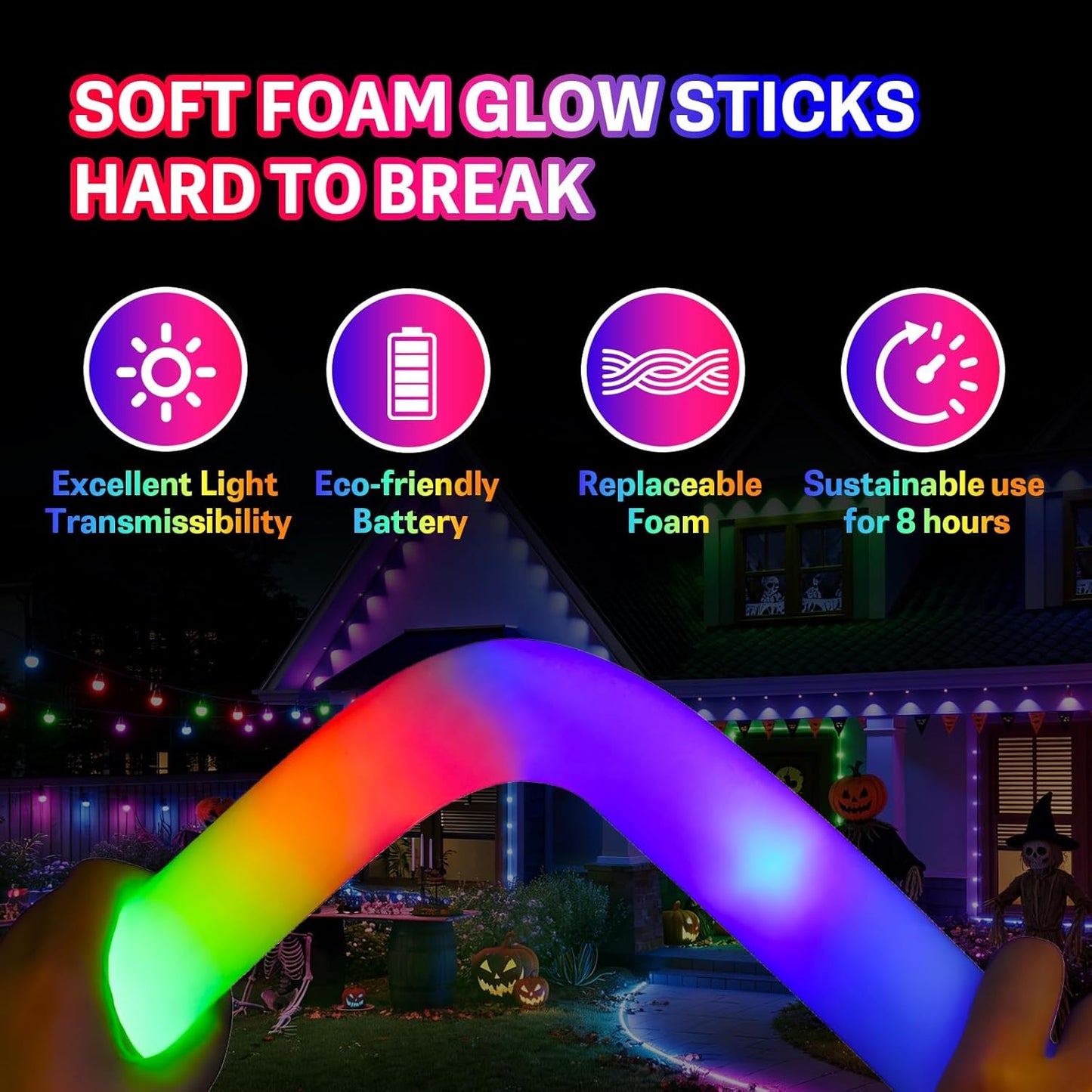 12pcs Foam Glow Sticks,Party Favors Supplies,3 Flashing Modes Glow In The Dark Party Supplies, Light Up Foam Sticks for Wendding Raves Camping Outdoor