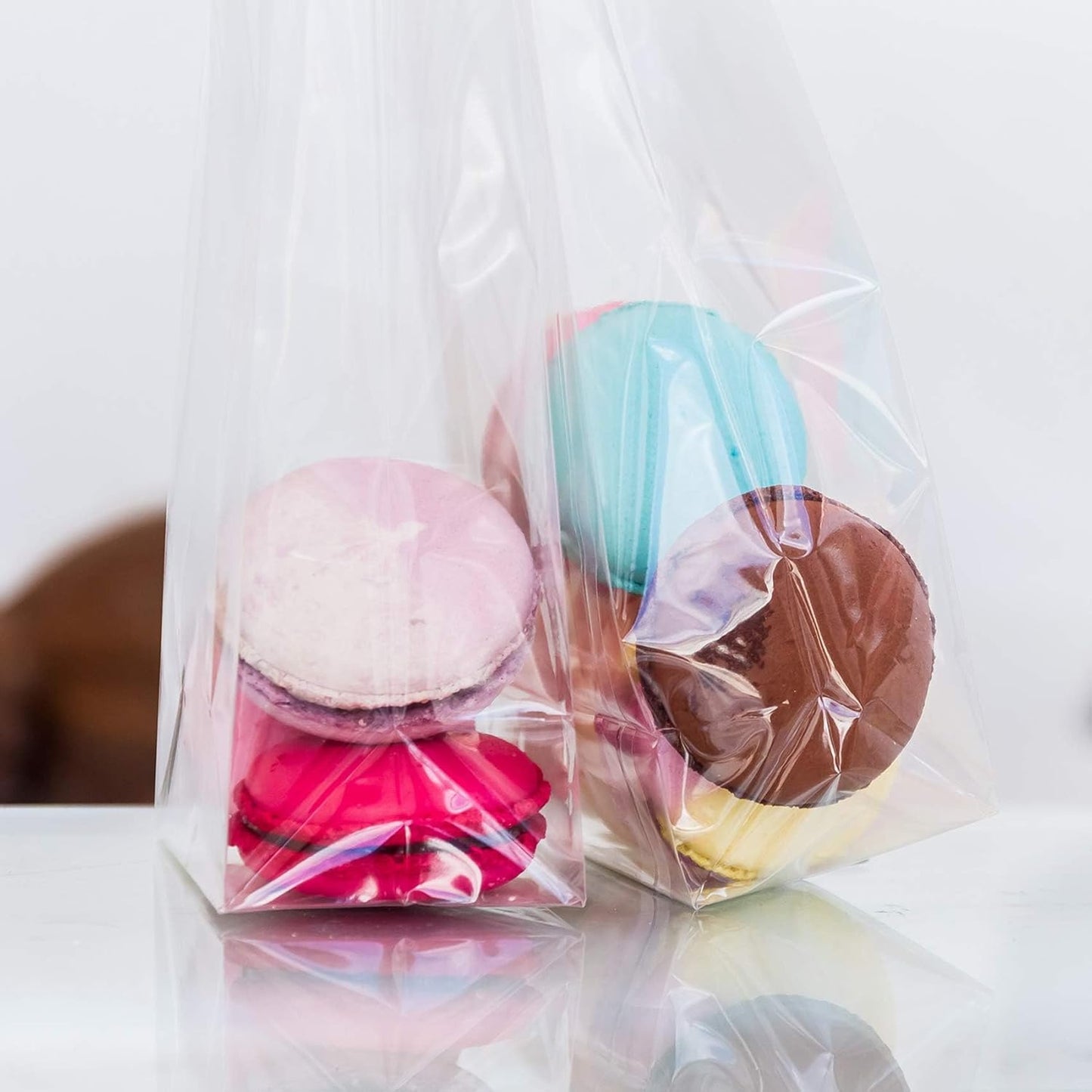 Gusseted Flat Bottom Cellophane Bags with Paper Insert 50Pcs 4x2x8 Inches Smore Bags