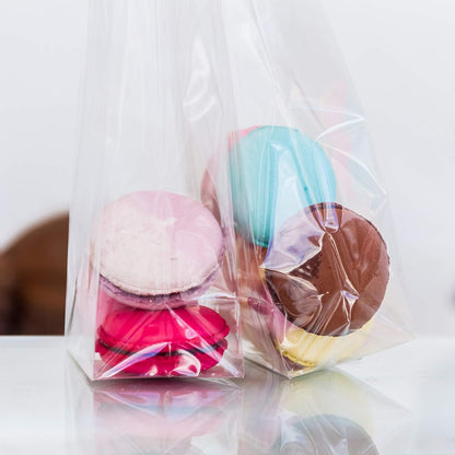 Gusseted Flat Bottom Cellophane Bags with Paper Insert 50Pcs 4x2x8 Inches Smore Bags