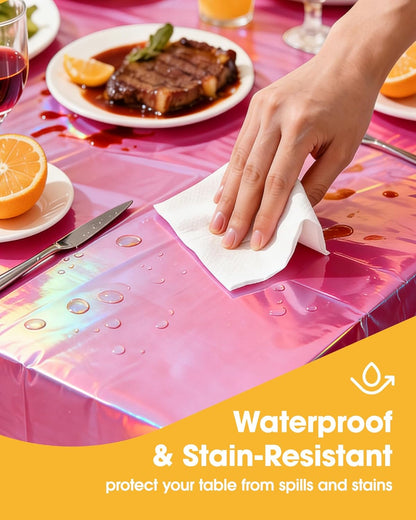 Niuara White Plastic Table Cloth - 4 Pack 54" × 108" Rectangle Disposable Tablecloths for 6FT Tables, Table Cover for Party, Holiday & Gathering Use