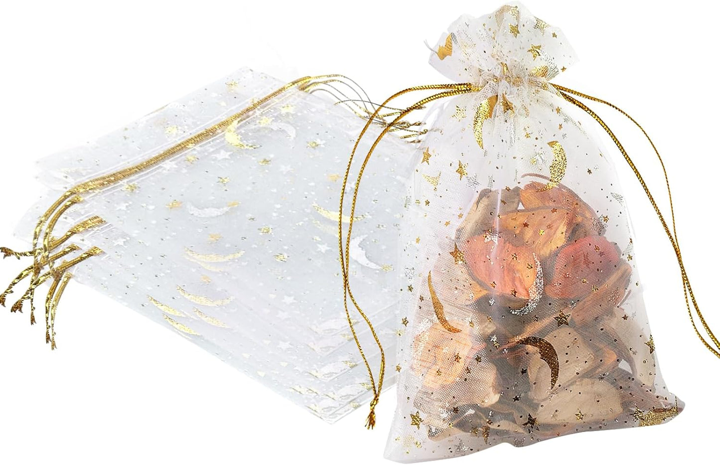 100PCS White Organza Bags, 4x6 Inch Small Mesh Bags Drawstring, Jewelry Gift Bags for Easter, Party, Festival, Bathroom Soaps, Makeup