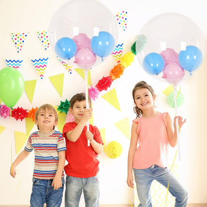 RUBFAC 20pcs Balloon Sticks with Cups Clear Balloon Holder Stick Stand 15inches to 32inches Large and Long Party Balloon Stand for Bobo Balloons Birthday Wedding Party Supplies