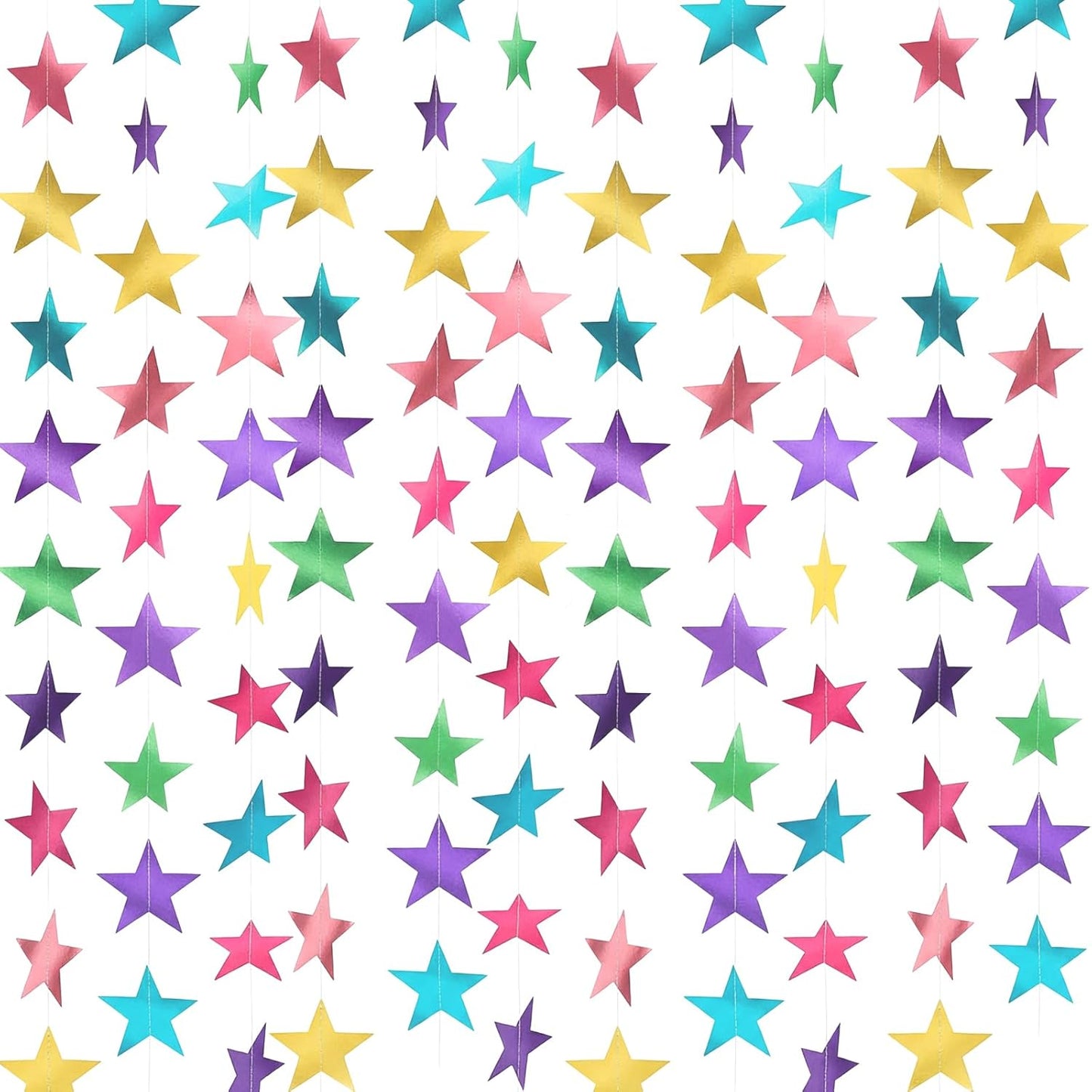 Spakon 65 Feet Glitter Star Paper Garland Banner Hanging Decoration Star Streamers Double Side 2026 Graduation Decorations for Wedding Birthday Festival New Year Party Decoration (Gold)