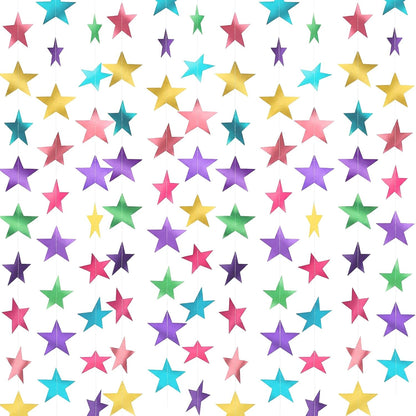 Spakon 65 Feet Glitter Star Paper Garland Banner Hanging Decoration Star Streamers Double Side 2026 Graduation Decorations for Wedding Birthday Festival New Year Party Decoration (Gold)