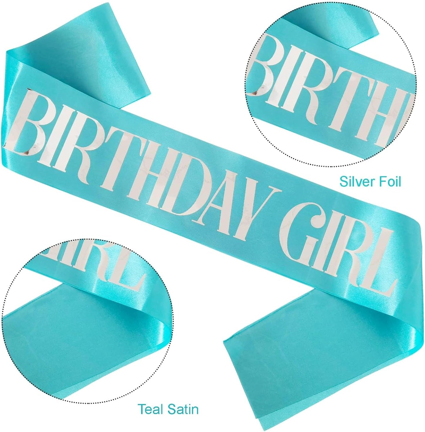 Birthday Girl Sash, Pink Foil White Birthday Sash for Girl Sweet 16th 18th 20th 21st 30th Fun Birthday Party Gifts Favors Decorations