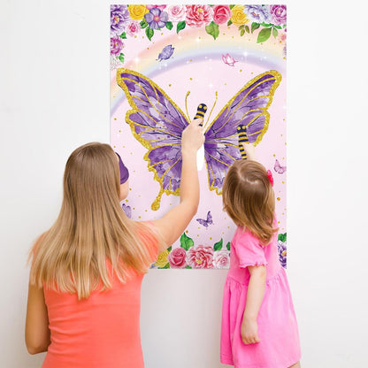 Pin The Crown on The Princess Party Games for Girls Princess Birthday Party with 24 Pcs Crowns, Large Princess Poster for Kids Girls Princess Birthday Party Princess Tea Party Decorations