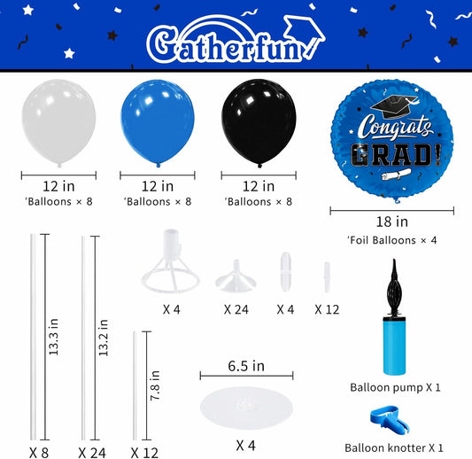 Graduation Decorations - 4 Set Balloon Stands, Class of 2026 Congrats Grad Table Centerpieces for Graduation Party Supplies(Gold& Black)