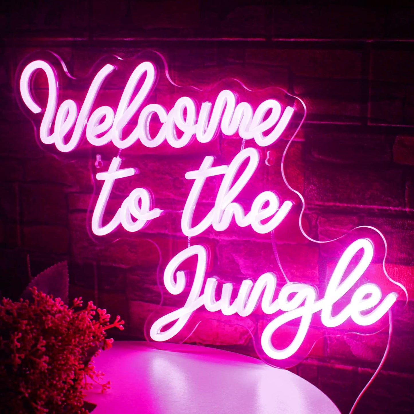 Welcome to the Jungle Neon Sign Jungle Decor Green Led Word Neon Light Signs for Wall Decor Usb Letter Light Up Sign for Garden Home Entryway Front Porch Party Gift