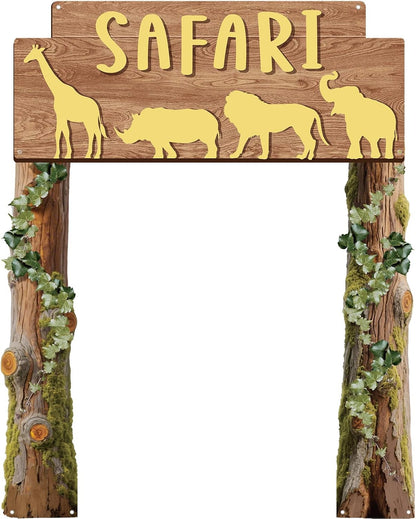 Peryiter 3 Pcs Camping Themed Party Decorations Banner Welcome Porch Sign with 1 Double Sided Tape for Summer Camp Birthday Hawaii Baby Shower Themed Party Activity Decor door (Forest Style)