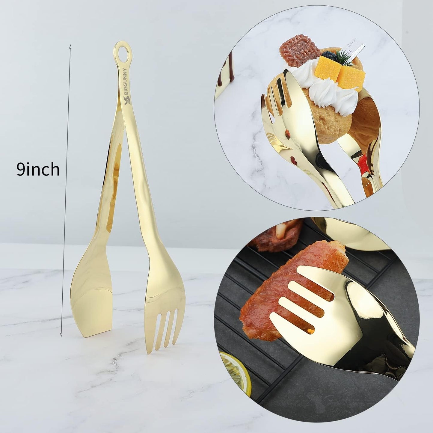 Mini Appetizer Tongs Stainless Steel Set of 4, MSY BIGSUNNY Small Serving Tongs, 6 Inch(15.2cm, Silver)