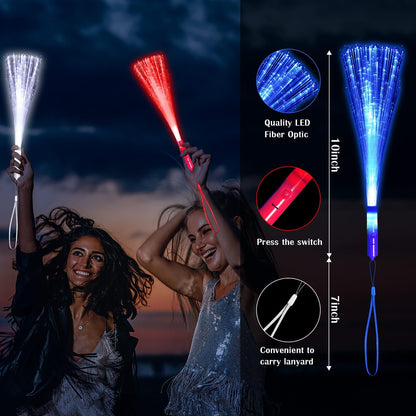 30 Pack Blue Fiber Optic Wands Glow Fiber Wands Bulk LED Light Up Wands with 3 Flashing Modes LED Flashing Sticks for July 4th Halloween Christmas Wedding Birthday Carnival Bachelor Party